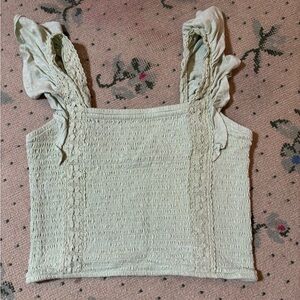 SO Cream Smocked Lace-Trim Tank with Ruffle Straps